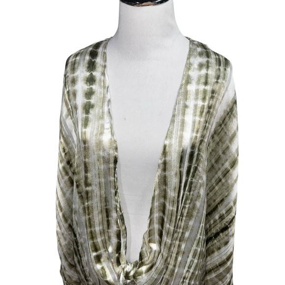Cato Women's Size 18/20W Kaftan Blouse Top Sheer Tie-Dye Green Cover-Up - Picture 2 of 9